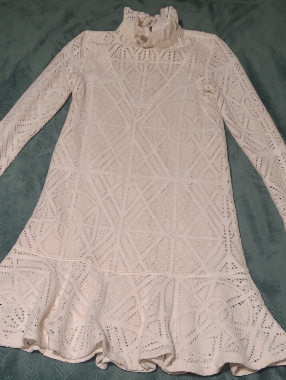 See by Chloé Crochet Pointelle Knit Ruffle Dress